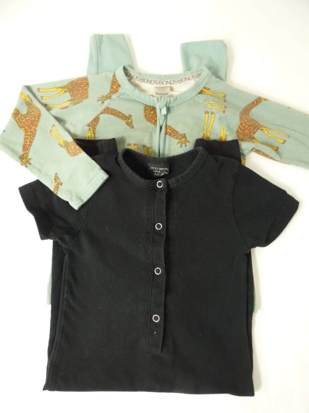 BONDS Giraffe Wondersuit & Little Bipsy Cotton Romper Set, Size 18-24 Months